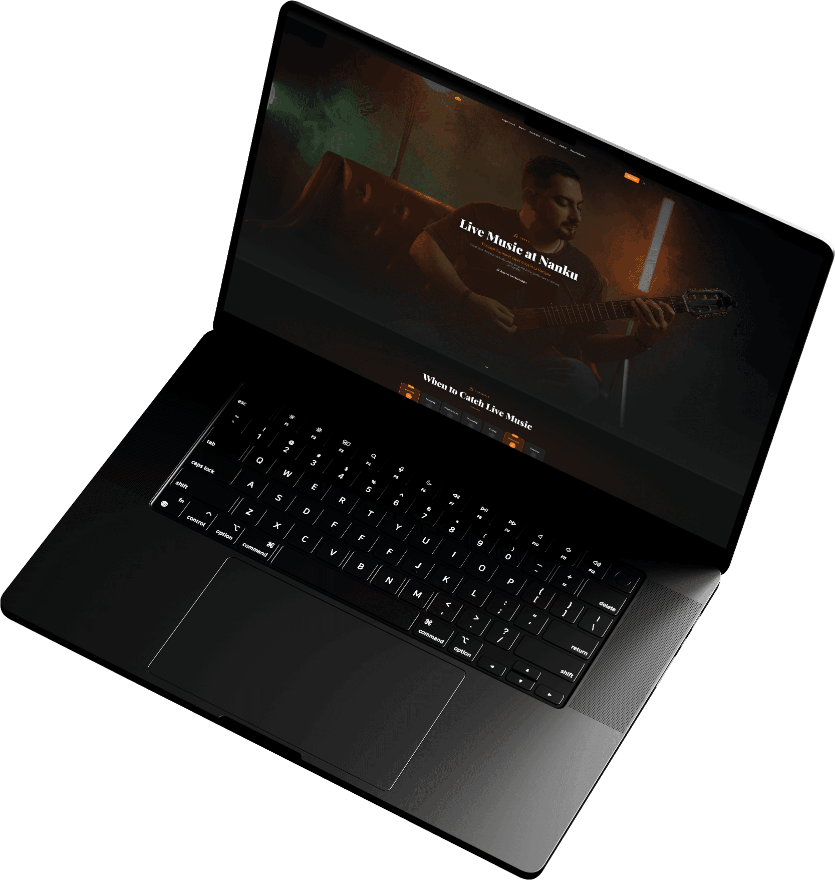 Laptop showing Nanku's live music page